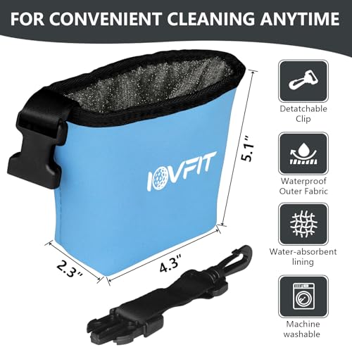Golf Club and Ball Cleaner Bag - Waterproof Microfiber Wipes Dirt & Grass, Compact & Detachable Clip