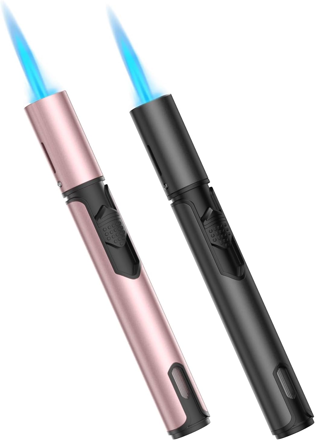 Skiennix Torch Lighters - Windproof Adjustable Jet Flame Butane Refillable | 2-Pack in Rose & Black