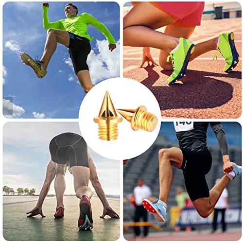 Track & Cross Country Spikes - 1/4 Inch, 20 Pcs with Wrench - Gold
