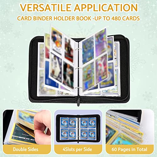 A-football Soccer Card Binder Holder 480 Pockets with 60 Removable Sleeves - Waterproof, Portable Collector Organizer by Bebomne