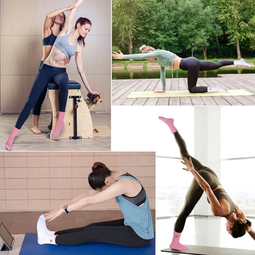 Non-Slip Pilates Grip Socks for Women - Pink Bee