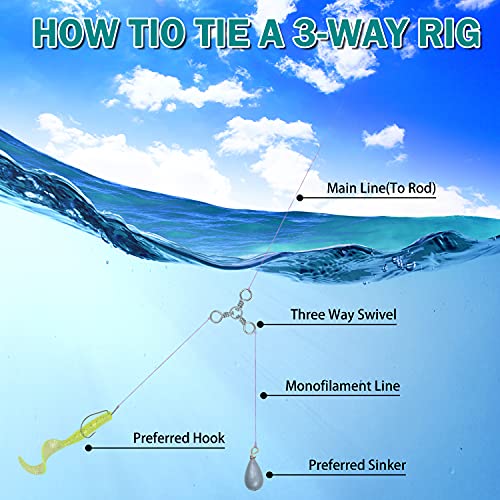3-Way Fishing Swivels Tackle - 30pcs 6# 33lbs Stainless Steel