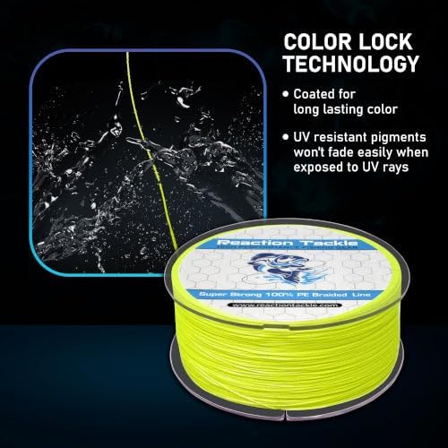 Reaction Tackle Braided Fishing Line - Pro Grade Power for Saltwater & Freshwater - High Visibility Colored Braid