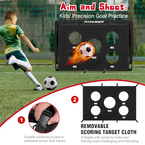 Portable Backyard Soccer Goals Set - 4x3FT - 2 Pack with Target & Cones