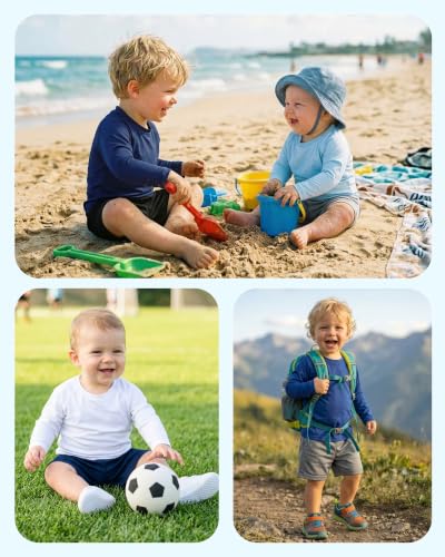 Toddler Boys Long Sleeve Rash Guard Swim Shirt UPF 50+ - White, 2-3T