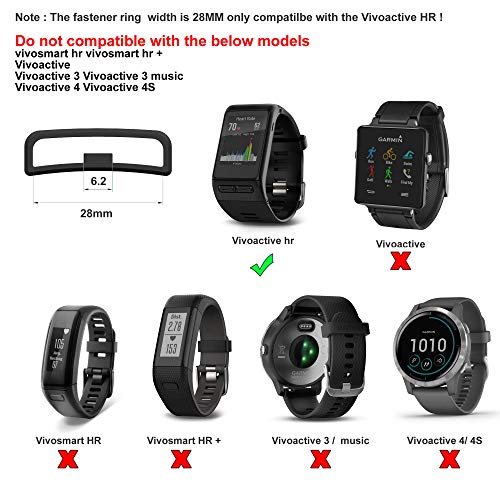 Silicone Fastener Rings for Garmin Vivoactive HR & Forerunner 910XT - Pack of 6
