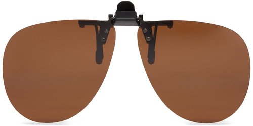 Fisherman Eyewear 8FCO Clip On Original Aviator Black Frame Polarized Sunglasses (Brown Lens)