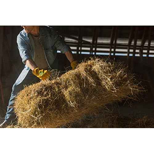 John Deere JD00004 Leather Gloves - Medium Size Split Cowhide Work Gloves with Shirred Elastic Wrist. Hand Protection Wear