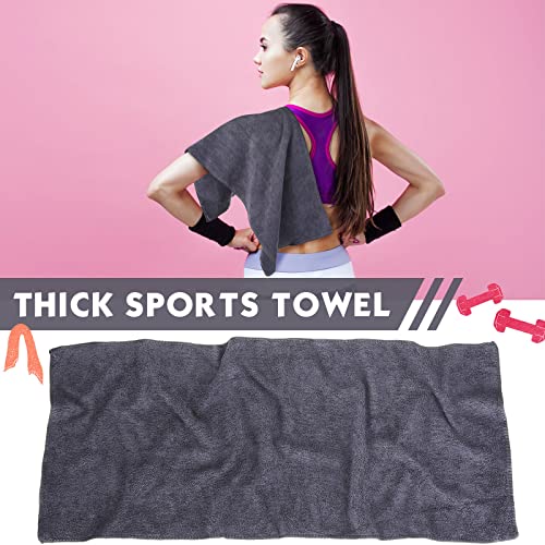Handepo Gray Microfiber Gym Towels 12 Pack, 12x30 Inch Fast Dry Workout Towels