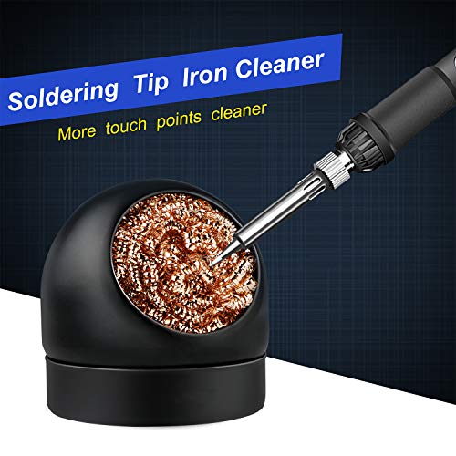 Soldering Iron Tip Cleaner Non-Slip Solder Tip Cleaning Wire Ball & Base Holder Soft Coiled Brass Tip Cleaner Kit