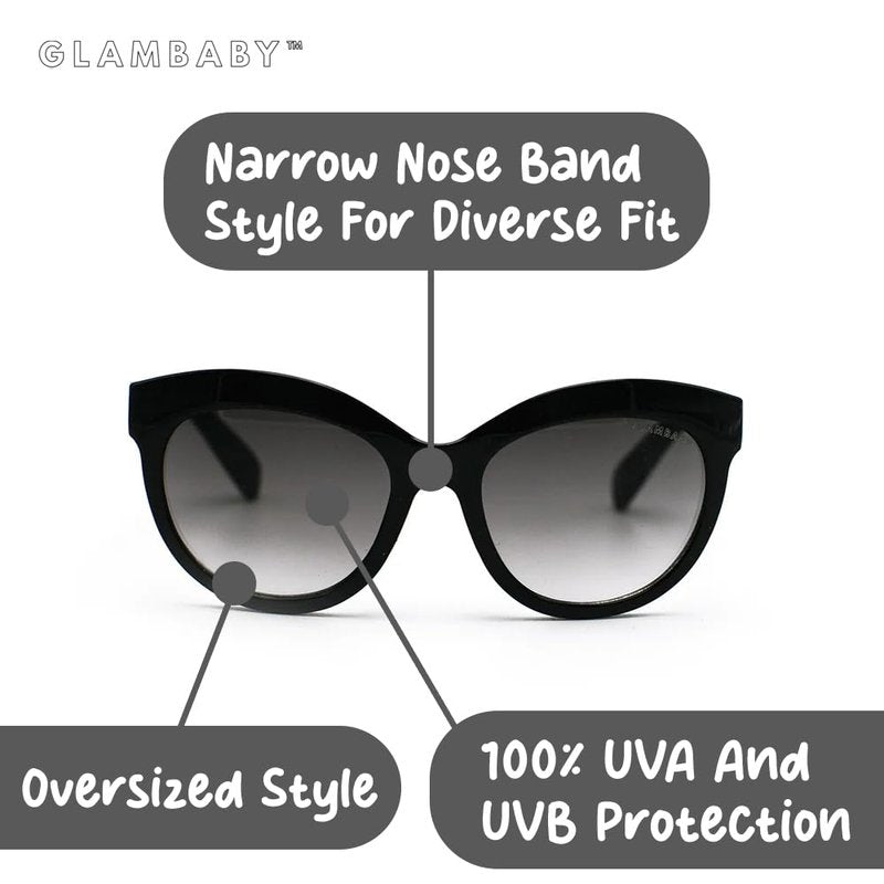 GlamBaby Serena Sunglasses for kids - 100% UVA/UVB Protection - Cat Eyed Kids Sunglasses - Lightweight, Stylish & Trendy Sunglass for Boys and Girls - Perfect for Children Aged 0-2 Years (Black)