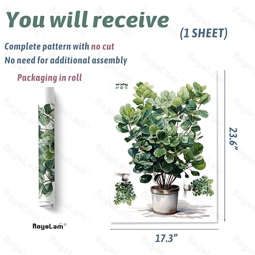 Plant Wall Stickers for Living Room Potted Plants Green Leaves Wall Decal Stickers Peel and Stick Wall Art Home Decor Wall Stickers for Bedroom Bathroom Classroom Library Nursery