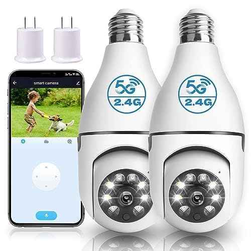 2K / 4MP Light Bulb Security Camera Outdoor Waterproof, 2.4GHz Wireless WiFi Light Socket Camera for Home Secuity with Motion Detection and Alarm, Color Night Vision (IK500)