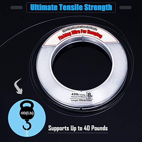 Clear Fishing Wire - 656FT Strong Nylon String for Decorations