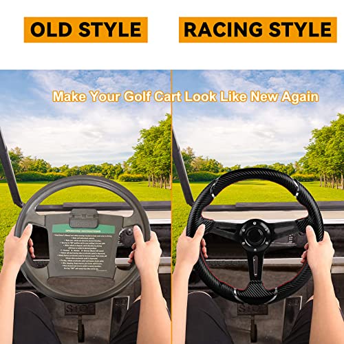 13.7 Inch Deep Dish Golf Cart Steering Wheel Compatible with EZGO, Club Car, Yamaha
