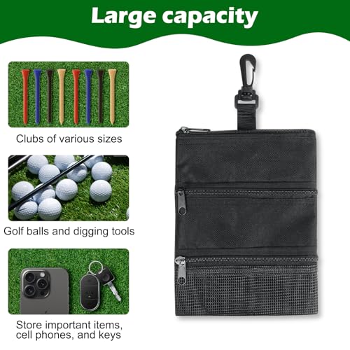 Waterproof Golf Tee Bag with 3 Pockets - Durable Storage Pouch