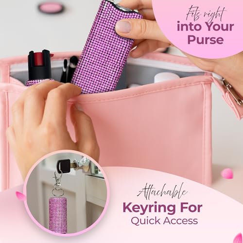 FURY Gem Stone Pepper Spray Stun Gun Combo ? Stylish Multi-Color, 12ft Range, UV Dye Identifier, Flashlight, Rechargeable, Self-Defense Kit, Personal Safety, Rhinestone casing