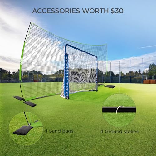 Portable Lacrosse Backstop Net - 20 x 10 Feet with Accessories