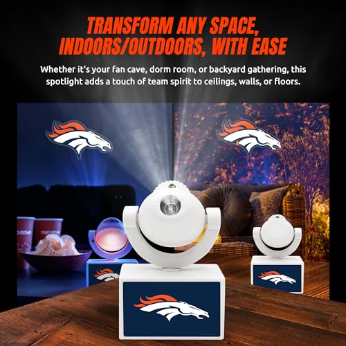 Denver Broncos LED Mini Spotlight Projector - Adjustable & Rechargeable