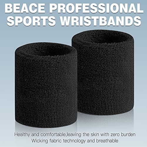Moisture Wicking Cotton Sweatbands for Men & Women - Black