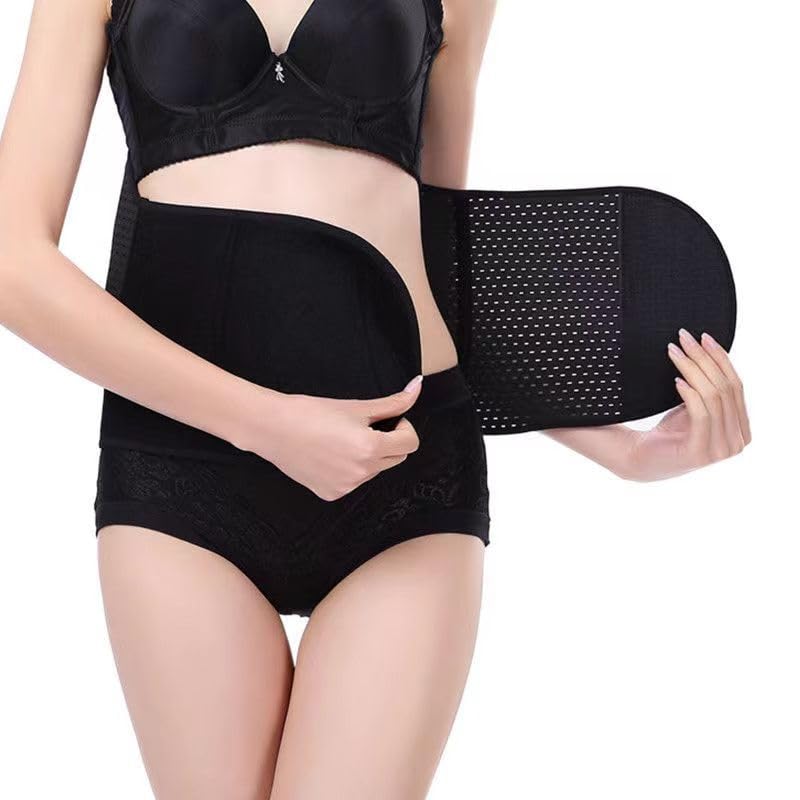 Abdominal Binder Post Surgery - Breathable Belly Band for Women, Back Support - Black, XX-Large