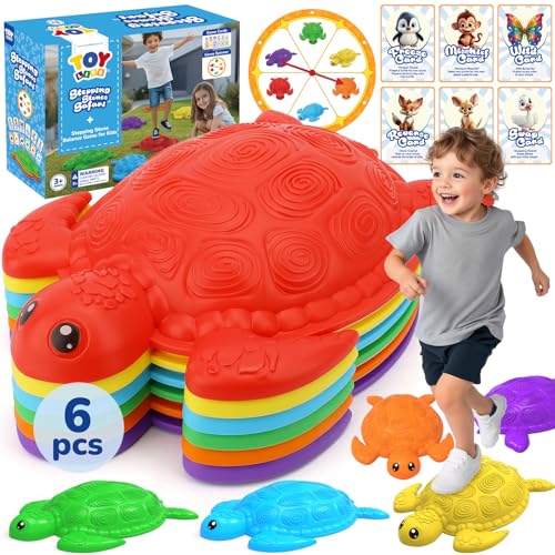 TOY Life Multicolor 6 Pcs Turtle Balance Stepping Stones for Kids, Indoor/Outdoor Toddler Game