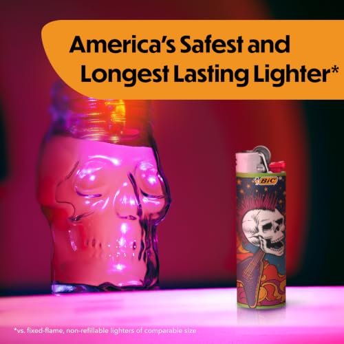 BIC Special Edition Skulls Series Maxi Pocket Lighters Set of 8 - Child-Resistant