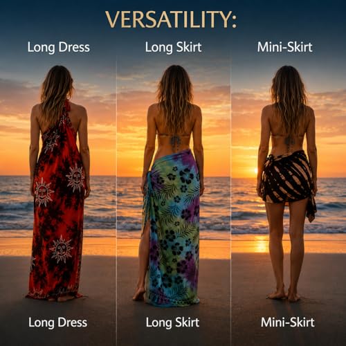 INGEAR Women's Sarong Bathing Suit Cover Up - One Size Blu/Blk Beach Wrap