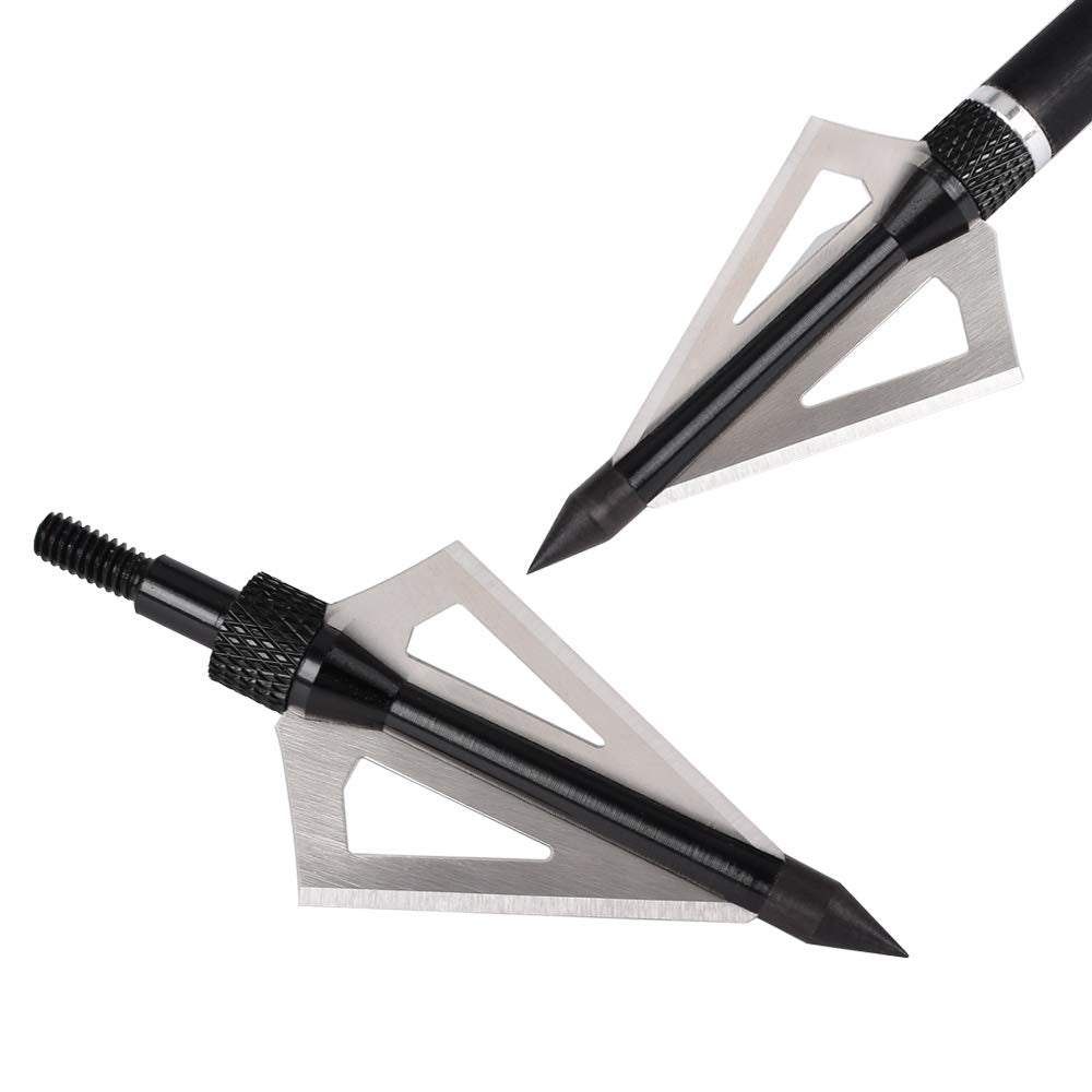 Broadheads 12PK 100 Grains Screw-in Arrow Archery 3 Blades Hunting Heads Arrow Tips Compatible with Crossbow and Compound Bow