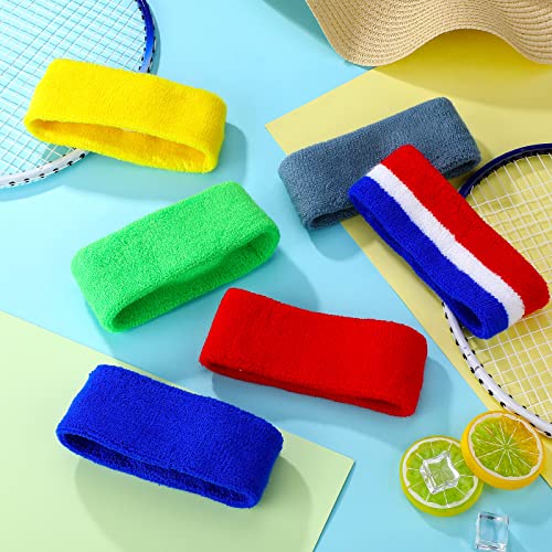 Kids Sports Headbands - 8 Bright Elastic Sweatbands for Youth & Teens