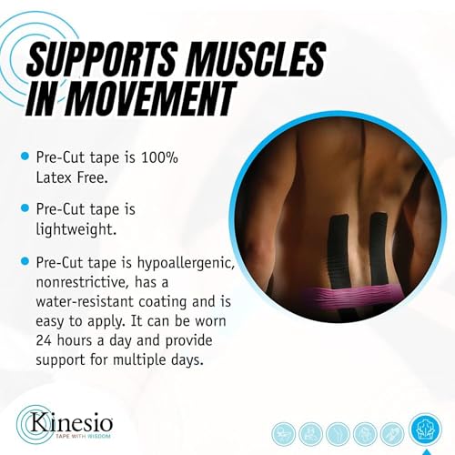 Pre-Cut Athletic Tape for Back Support - 3 Strips