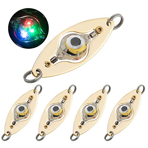 Dr.Fish Upgraded Rotating LED Fishing Lures 5 Pack - Deep Drop Trolling Spoons