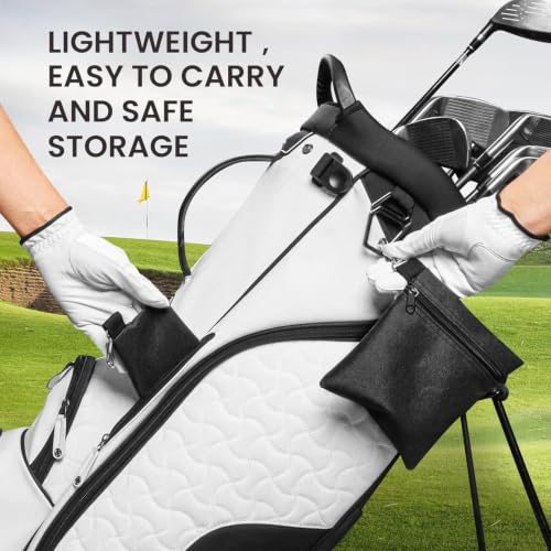 Golf Tee Pouch Bag - Durable Nylon, 6.5 x 5.5 Inch, Black - 2 Pack