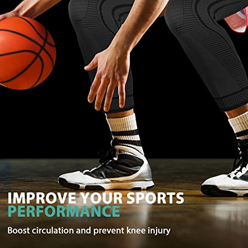 Ruilaibao Black Large Full Leg Compression Sleeves Support for Knee, ACL, PCL, Meniscus, Arthritis, Tendinitis