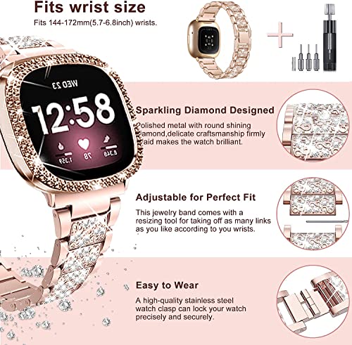 Rose Gold Bling Watch Band for Fitbit Versa 4 / Sense 2 - TUV PLNT