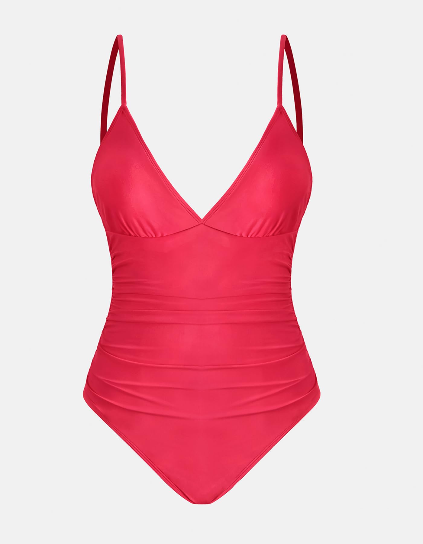 CUPSHE Women's One Piece Swimsuit Tummy Control V Neck Bathing Suits XL Rose Red