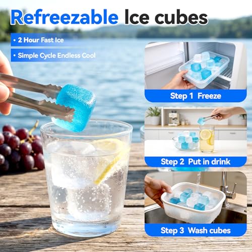 1.4“ Inch Large Reusable Ice Cubes, 100 Pack