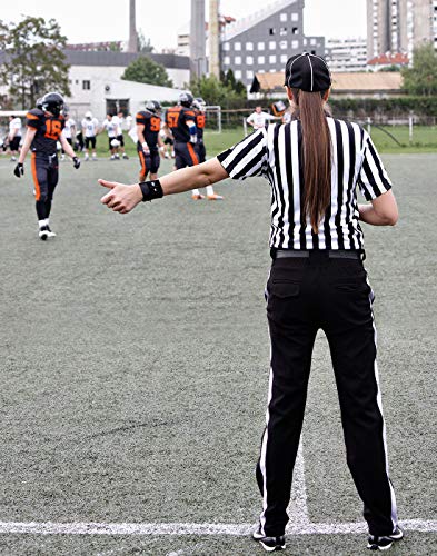 Women's Referee Costume Shirt - Black & White Short Sleeve Collar - Large