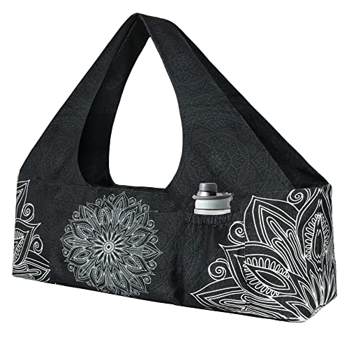 Large Yoga Mat Bag with Zipper & Pockets - Mandala Black 30"x9"x11"