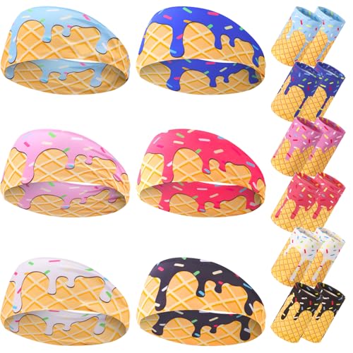 Ice Cream Sports Headbands & Wristbands - Multicolor 6 Pack