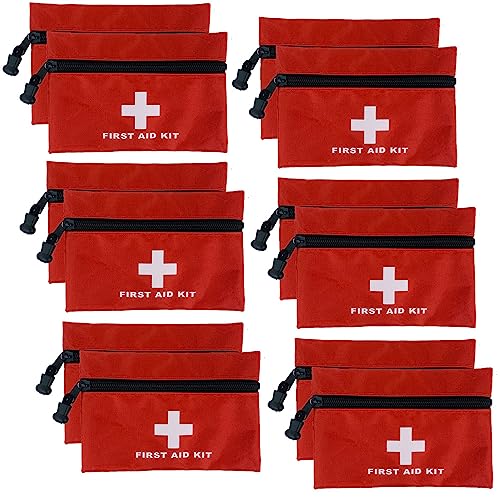 12 Pack Mini First Aid Pouches - Waterproof Emergency Bags 6.3x4.3 inch