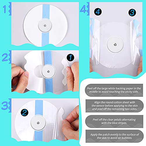 60 Pcs Waterproof CGM Sensor Covers - Clear Adhesive Patches