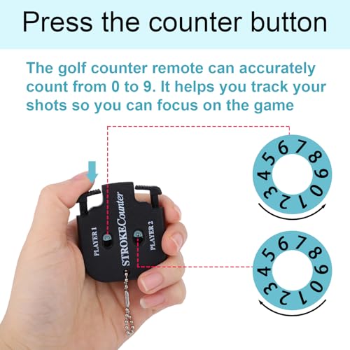 Golf Stroke Counter - Portable Score Keeper for 2 Players - Black