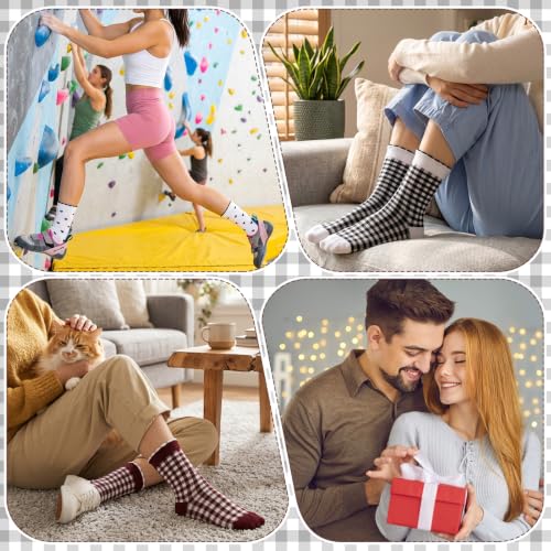 Cute Ruffle Pilates Grip Socks - Solid Heart Gingham Series