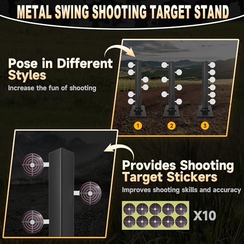 Metal Swing Shooting Target Stand with 6 Steel Plates - Double-Sided