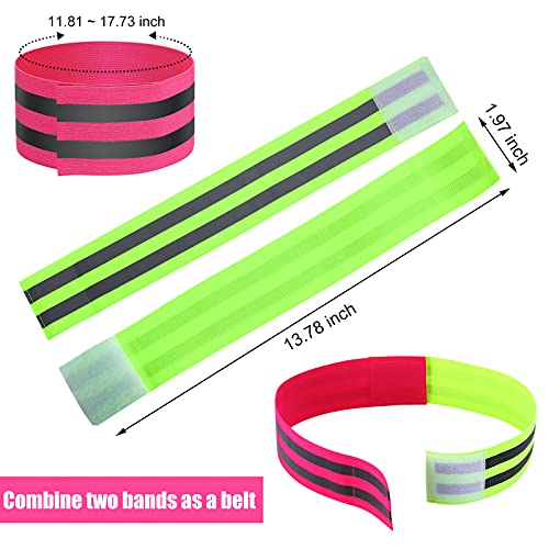 16-Piece Reflective Bands Set - High Visibility Safety Gear - Green & Pink