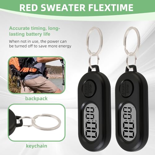 Mini Digital Timer Keychain - Portable Countdown & Stopwatch - 2 Pack