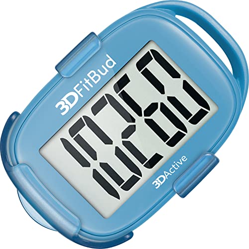 3D Pedometer Step Counter with Clip & Lanyard - Light Blue