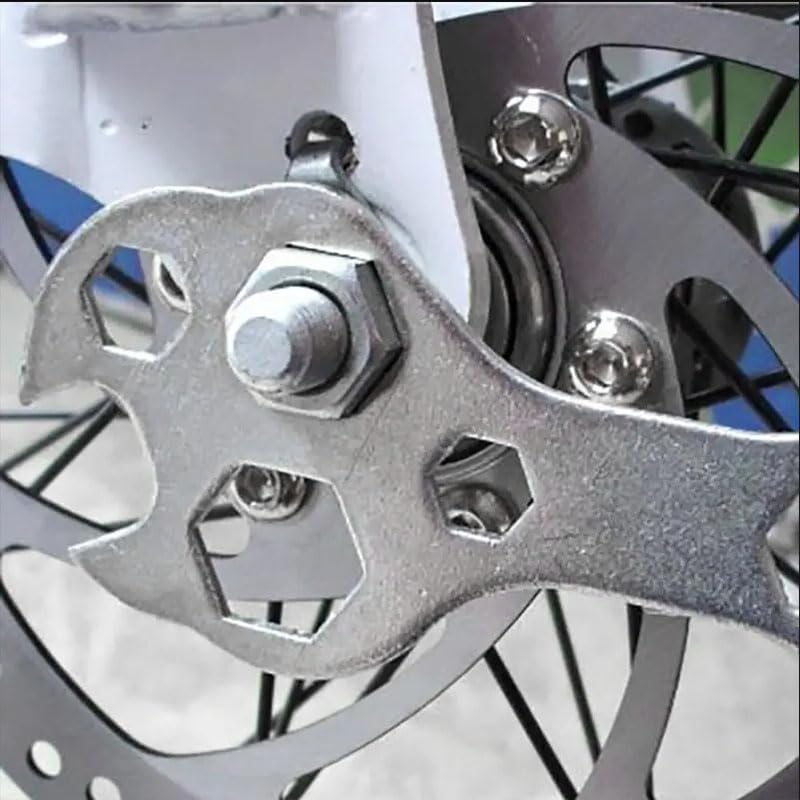 Multi-Hole Bicycle Wrench Set - Durable 45 Steel, 2-Piece