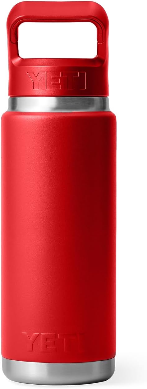 YETI Rambler 26 oz Bottle, Vacuum Insulated, Stainless Steel with Color Matching Straw Cap